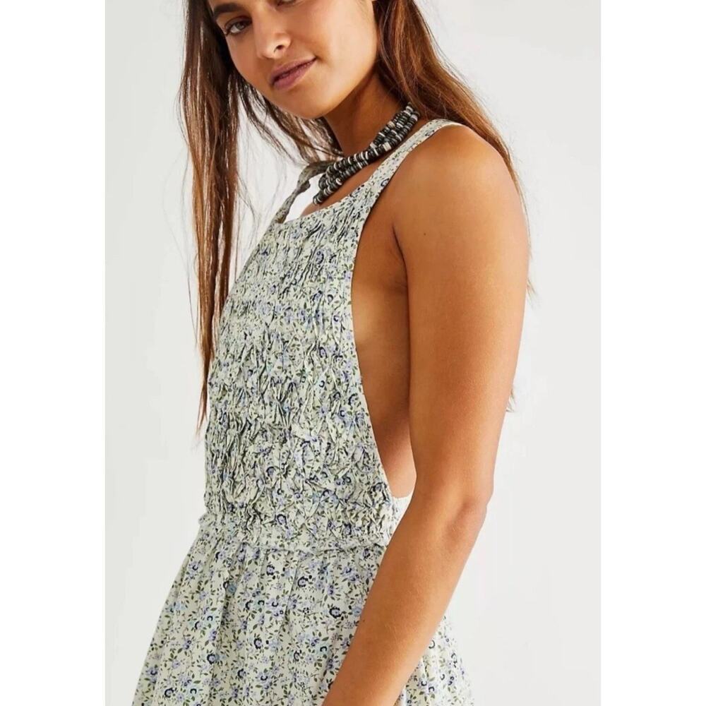 Free People Petunia Mini Dress Size Large Smocked Ditsy Floral Boho Sundress EUC - Picture 1 of 12